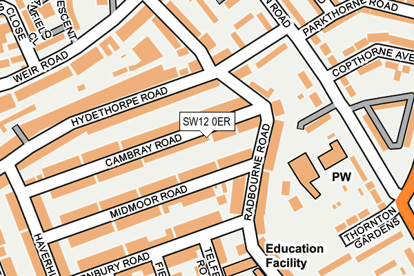 SW12 0ER map - OS OpenMap – Local (Ordnance Survey) SW12 0ER map - OS OpenMap – Local (Ordnance Survey)