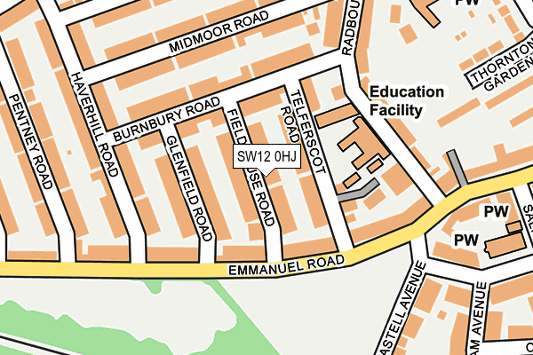 SW12 0HJ map - OS OpenMap – Local (Ordnance Survey) SW12 0HJ map - OS OpenMap – Local (Ordnance Survey)