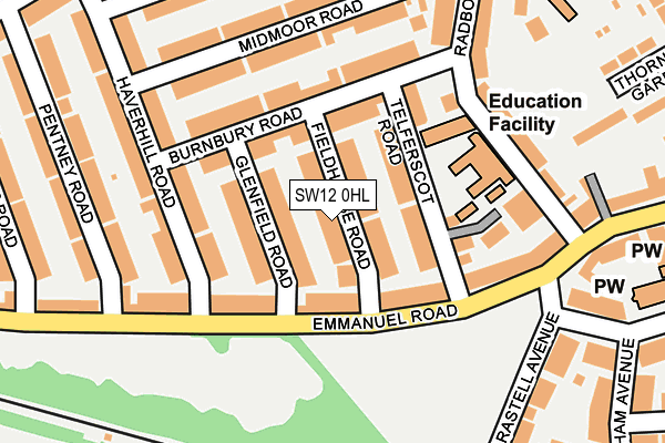 SW12 0HL map - OS OpenMap – Local (Ordnance Survey) SW12 0HL map - OS OpenMap – Local (Ordnance Survey)