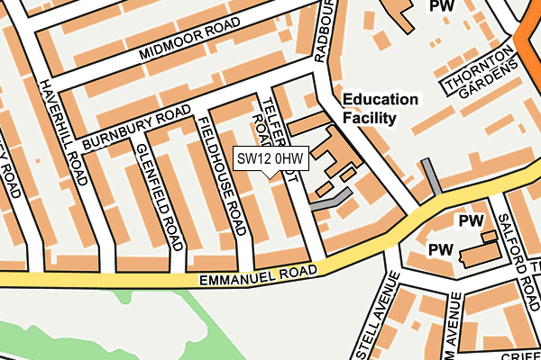SW12 0HW map - OS OpenMap – Local (Ordnance Survey) SW12 0HW map - OS OpenMap – Local (Ordnance Survey)