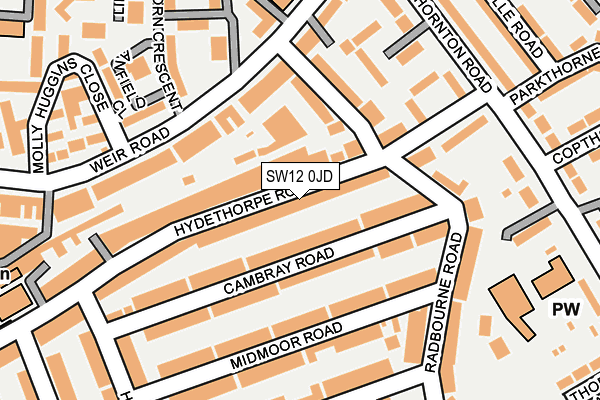 SW12 0JD map - OS OpenMap – Local (Ordnance Survey) SW12 0JD map - OS OpenMap – Local (Ordnance Survey)