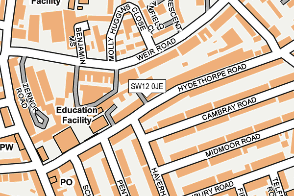 SW12 0JE map - OS OpenMap – Local (Ordnance Survey) SW12 0JE map - OS OpenMap – Local (Ordnance Survey)