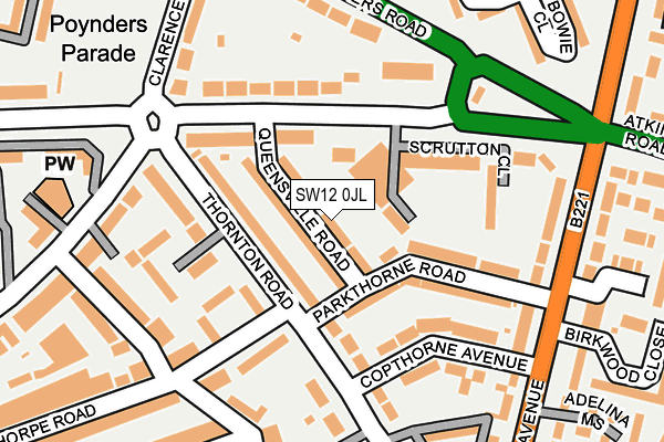 SW12 0JL map - OS OpenMap – Local (Ordnance Survey) SW12 0JL map - OS OpenMap – Local (Ordnance Survey)