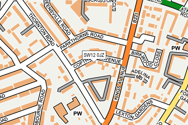 SW12 0JZ map - OS OpenMap – Local (Ordnance Survey) SW12 0JZ map - OS OpenMap – Local (Ordnance Survey)