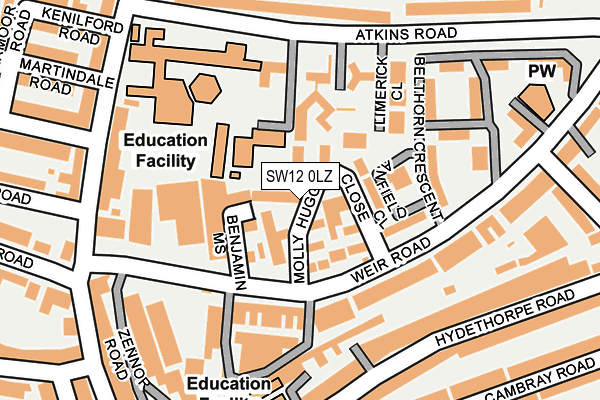 SW12 0LZ map - OS OpenMap – Local (Ordnance Survey)