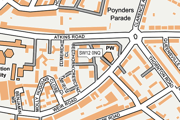 SW12 0NQ map - OS OpenMap – Local (Ordnance Survey)