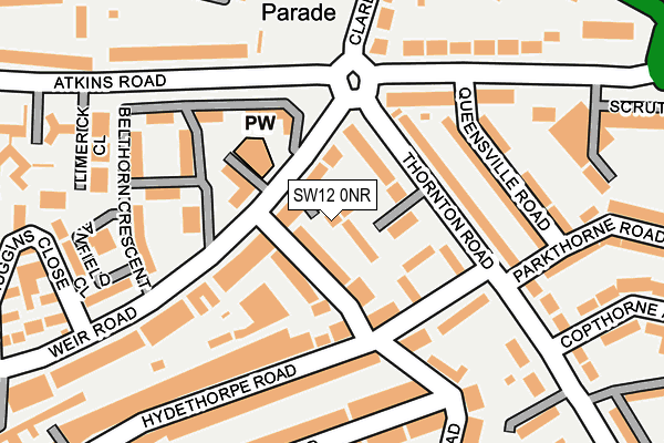 SW12 0NR map - OS OpenMap – Local (Ordnance Survey) SW12 0NR map - OS OpenMap – Local (Ordnance Survey)