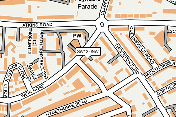 SW12 0NW map - OS OpenMap – Local (Ordnance Survey) SW12 0NW map - OS OpenMap – Local (Ordnance Survey)