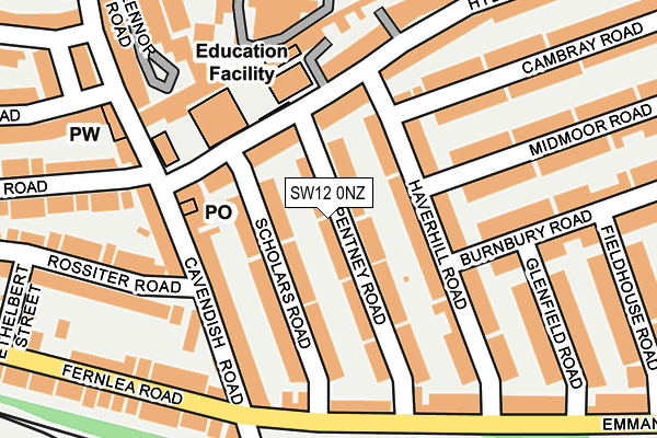 SW12 0NZ map - OS OpenMap – Local (Ordnance Survey) SW12 0NZ map - OS OpenMap – Local (Ordnance Survey)