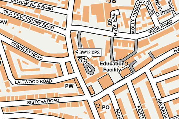 SW12 0PS map - OS OpenMap – Local (Ordnance Survey) SW12 0PS map - OS OpenMap – Local (Ordnance Survey)