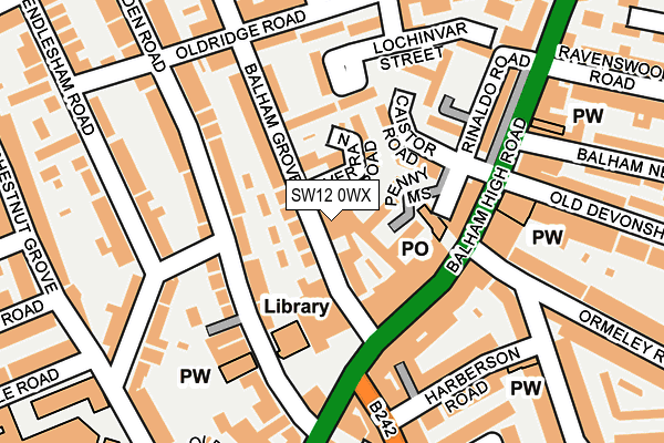 SW12 0WX map - OS OpenMap – Local (Ordnance Survey) SW12 0WX map - OS OpenMap – Local (Ordnance Survey)