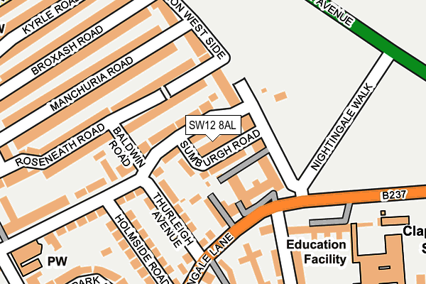 SW12 8AL map - OS OpenMap – Local (Ordnance Survey) SW12 8AL map - OS OpenMap – Local (Ordnance Survey)