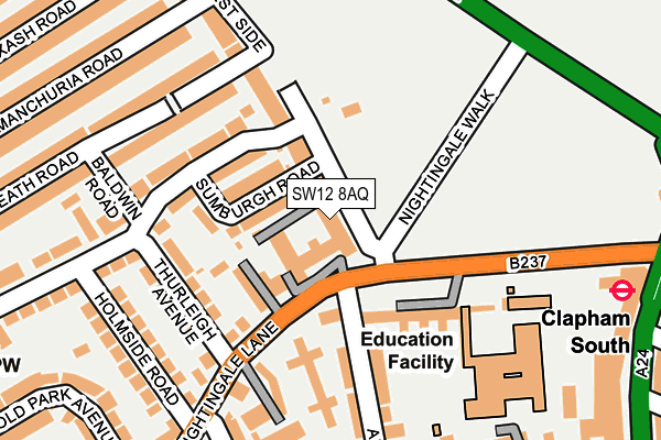 SW12 8AQ map - OS OpenMap – Local (Ordnance Survey) SW12 8AQ map - OS OpenMap – Local (Ordnance Survey)