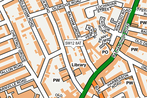 SW12 8AT map - OS OpenMap – Local (Ordnance Survey) SW12 8AT map - OS OpenMap – Local (Ordnance Survey)