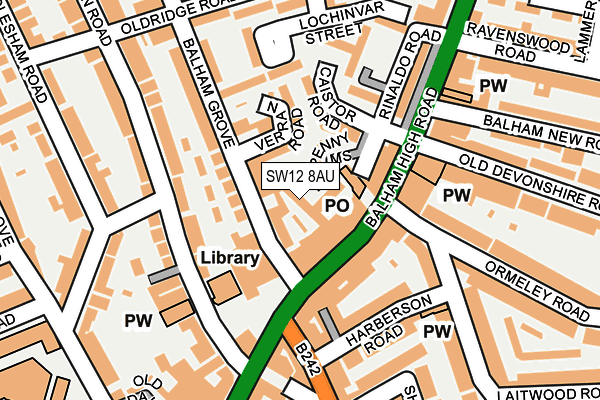 SW12 8AU map - OS OpenMap – Local (Ordnance Survey) SW12 8AU map - OS OpenMap – Local (Ordnance Survey)