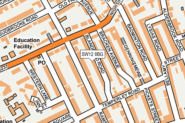 SW12 8BG map - OS OpenMap – Local (Ordnance Survey) SW12 8BG map - OS OpenMap – Local (Ordnance Survey)