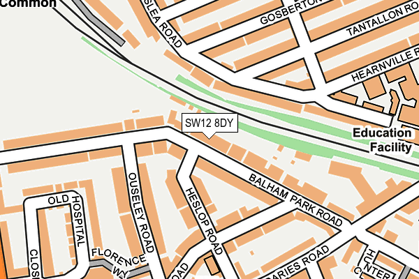 SW12 8DY map - OS OpenMap – Local (Ordnance Survey) SW12 8DY map - OS OpenMap – Local (Ordnance Survey)