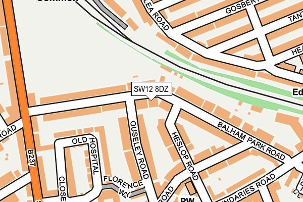 SW12 8DZ map - OS OpenMap – Local (Ordnance Survey) SW12 8DZ map - OS OpenMap – Local (Ordnance Survey)