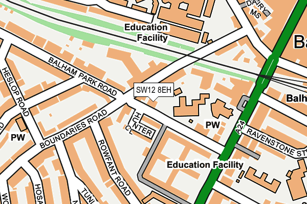 SW12 8EH map - OS OpenMap – Local (Ordnance Survey) SW12 8EH map - OS OpenMap – Local (Ordnance Survey)