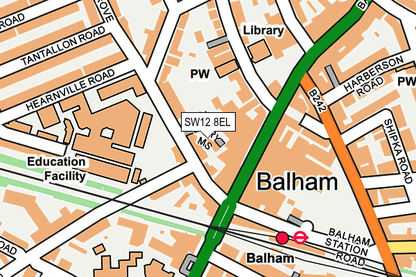 SW12 8EL map - OS OpenMap – Local (Ordnance Survey) SW12 8EL map - OS OpenMap – Local (Ordnance Survey)