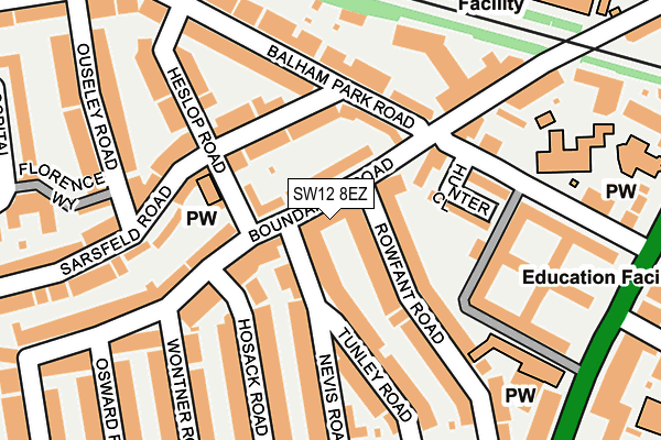 SW12 8EZ map - OS OpenMap – Local (Ordnance Survey) SW12 8EZ map - OS OpenMap – Local (Ordnance Survey)