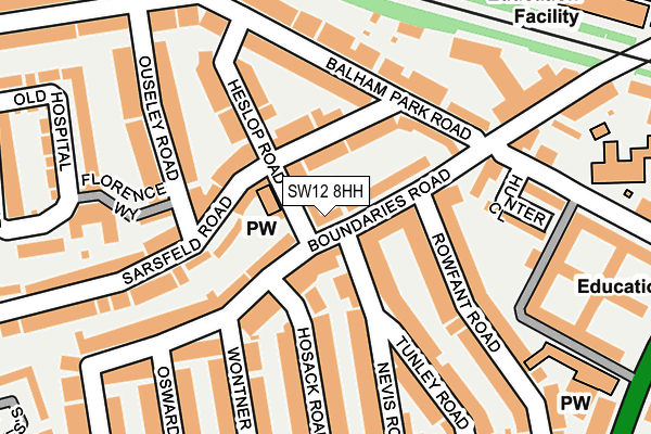 SW12 8HH map - OS OpenMap – Local (Ordnance Survey) SW12 8HH map - OS OpenMap – Local (Ordnance Survey)