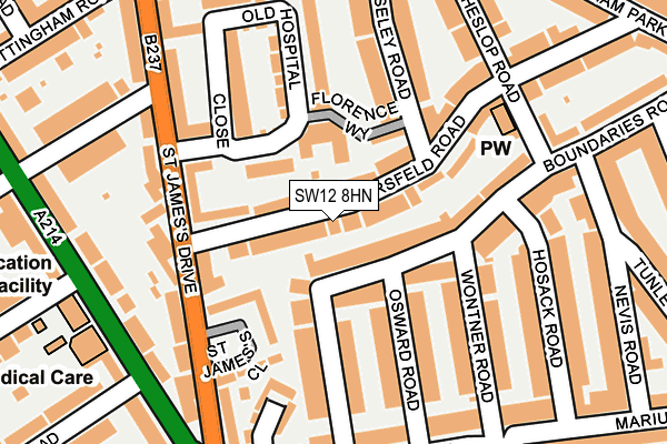 SW12 8HN map - OS OpenMap – Local (Ordnance Survey) SW12 8HN map - OS OpenMap – Local (Ordnance Survey)