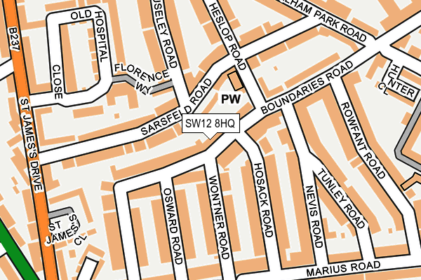 SW12 8HQ map - OS OpenMap – Local (Ordnance Survey) SW12 8HQ map - OS OpenMap – Local (Ordnance Survey)