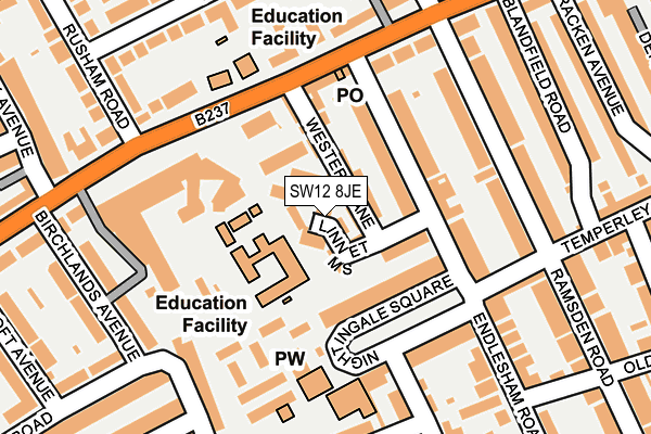 SW12 8JE map - OS OpenMap – Local (Ordnance Survey) SW12 8JE map - OS OpenMap – Local (Ordnance Survey)