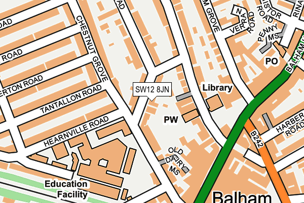 SW12 8JN map - OS OpenMap – Local (Ordnance Survey) SW12 8JN map - OS OpenMap – Local (Ordnance Survey)