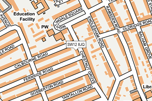 SW12 8JQ map - OS OpenMap – Local (Ordnance Survey) SW12 8JQ map - OS OpenMap – Local (Ordnance Survey)