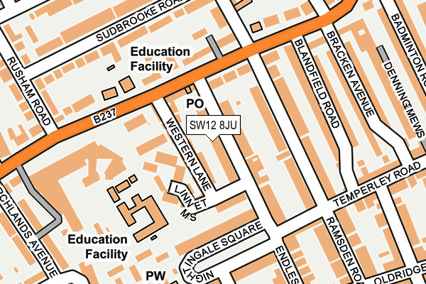 SW12 8JU map - OS OpenMap – Local (Ordnance Survey) SW12 8JU map - OS OpenMap – Local (Ordnance Survey)