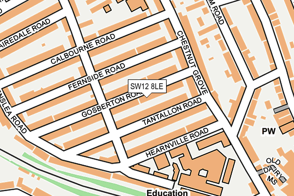 SW12 8LE map - OS OpenMap – Local (Ordnance Survey) SW12 8LE map - OS OpenMap – Local (Ordnance Survey)