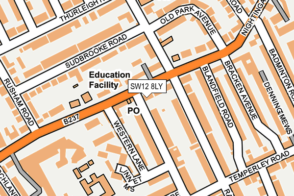 SW12 8LY map - OS OpenMap – Local (Ordnance Survey) SW12 8LY map - OS OpenMap – Local (Ordnance Survey)