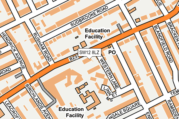 SW12 8LZ map - OS OpenMap – Local (Ordnance Survey) SW12 8LZ map - OS OpenMap – Local (Ordnance Survey)