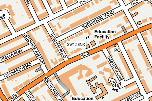 SW12 8NR map - OS OpenMap – Local (Ordnance Survey) SW12 8NR map - OS OpenMap – Local (Ordnance Survey)