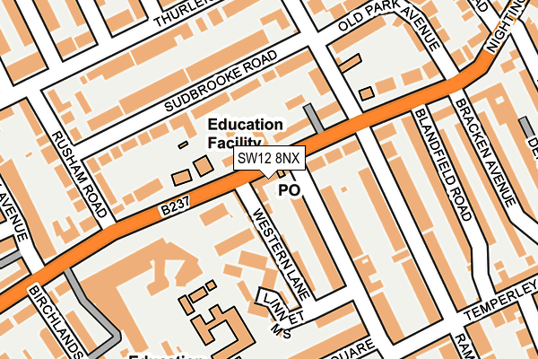 SW12 8NX map - OS OpenMap – Local (Ordnance Survey) SW12 8NX map - OS OpenMap – Local (Ordnance Survey)