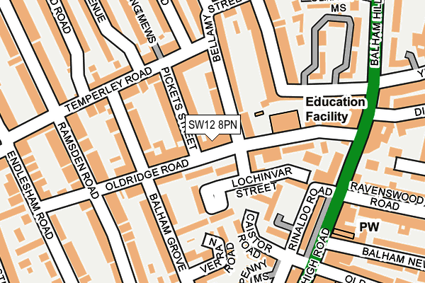 SW12 8PN map - OS OpenMap – Local (Ordnance Survey) SW12 8PN map - OS OpenMap – Local (Ordnance Survey)