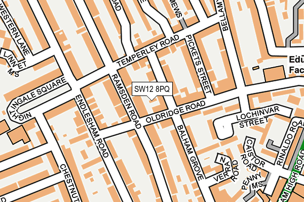 SW12 8PQ map - OS OpenMap – Local (Ordnance Survey) SW12 8PQ map - OS OpenMap – Local (Ordnance Survey)
