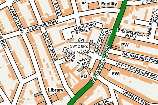 SW12 8PZ map - OS OpenMap – Local (Ordnance Survey) SW12 8PZ map - OS OpenMap – Local (Ordnance Survey)