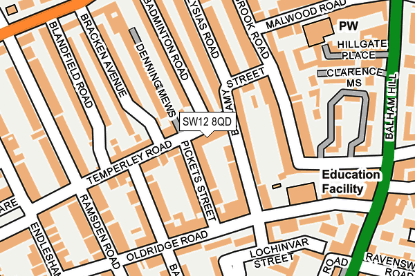 SW12 8QD map - OS OpenMap – Local (Ordnance Survey) SW12 8QD map - OS OpenMap – Local (Ordnance Survey)