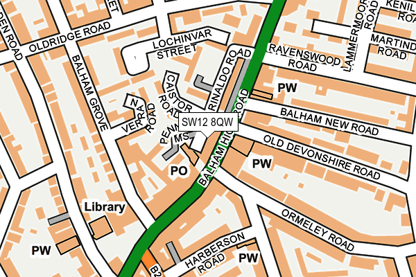 SW12 8QW map - OS OpenMap – Local (Ordnance Survey) SW12 8QW map - OS OpenMap – Local (Ordnance Survey)