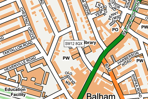 SW12 8QX map - OS OpenMap – Local (Ordnance Survey) SW12 8QX map - OS OpenMap – Local (Ordnance Survey)