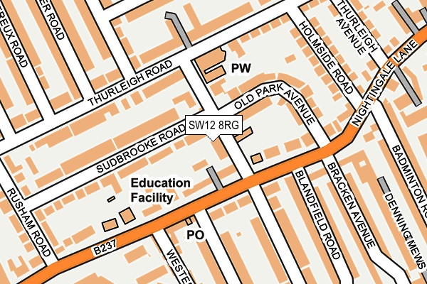 SW12 8RG map - OS OpenMap – Local (Ordnance Survey) SW12 8RG map - OS OpenMap – Local (Ordnance Survey)