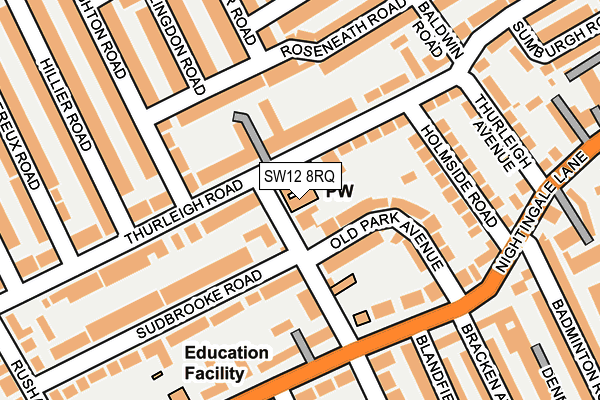 SW12 8RQ map - OS OpenMap – Local (Ordnance Survey) SW12 8RQ map - OS OpenMap – Local (Ordnance Survey)