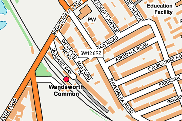 SW12 8RZ map - OS OpenMap – Local (Ordnance Survey) SW12 8RZ map - OS OpenMap – Local (Ordnance Survey)