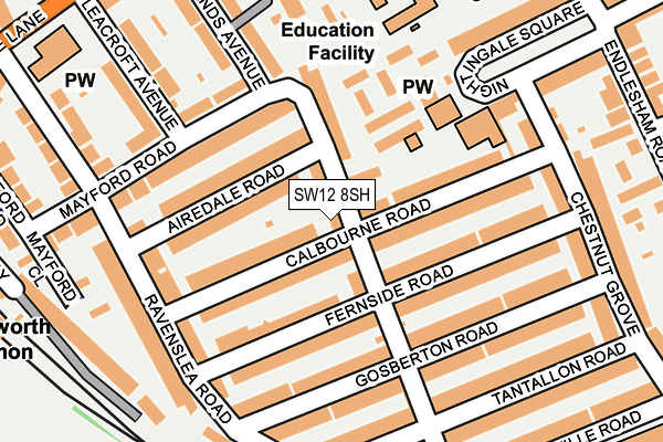 SW12 8SH map - OS OpenMap – Local (Ordnance Survey) SW12 8SH map - OS OpenMap – Local (Ordnance Survey)