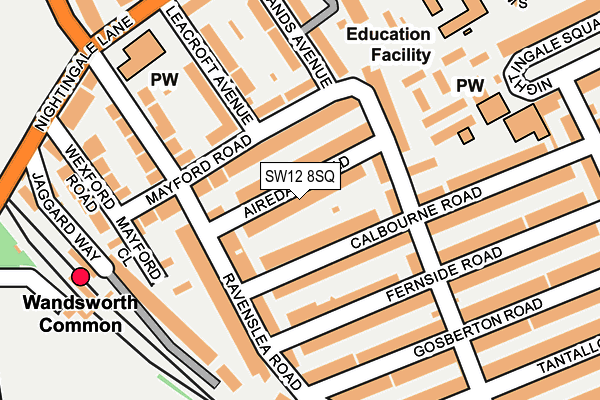 SW12 8SQ map - OS OpenMap – Local (Ordnance Survey) SW12 8SQ map - OS OpenMap – Local (Ordnance Survey)