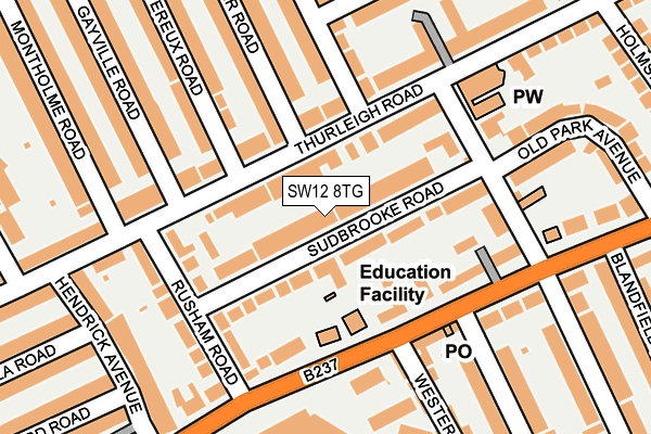 SW12 8TG map - OS OpenMap – Local (Ordnance Survey) SW12 8TG map - OS OpenMap – Local (Ordnance Survey)