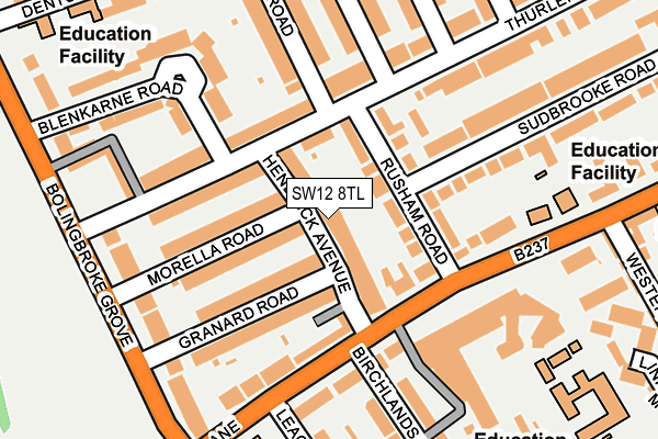 SW12 8TL map - OS OpenMap – Local (Ordnance Survey)